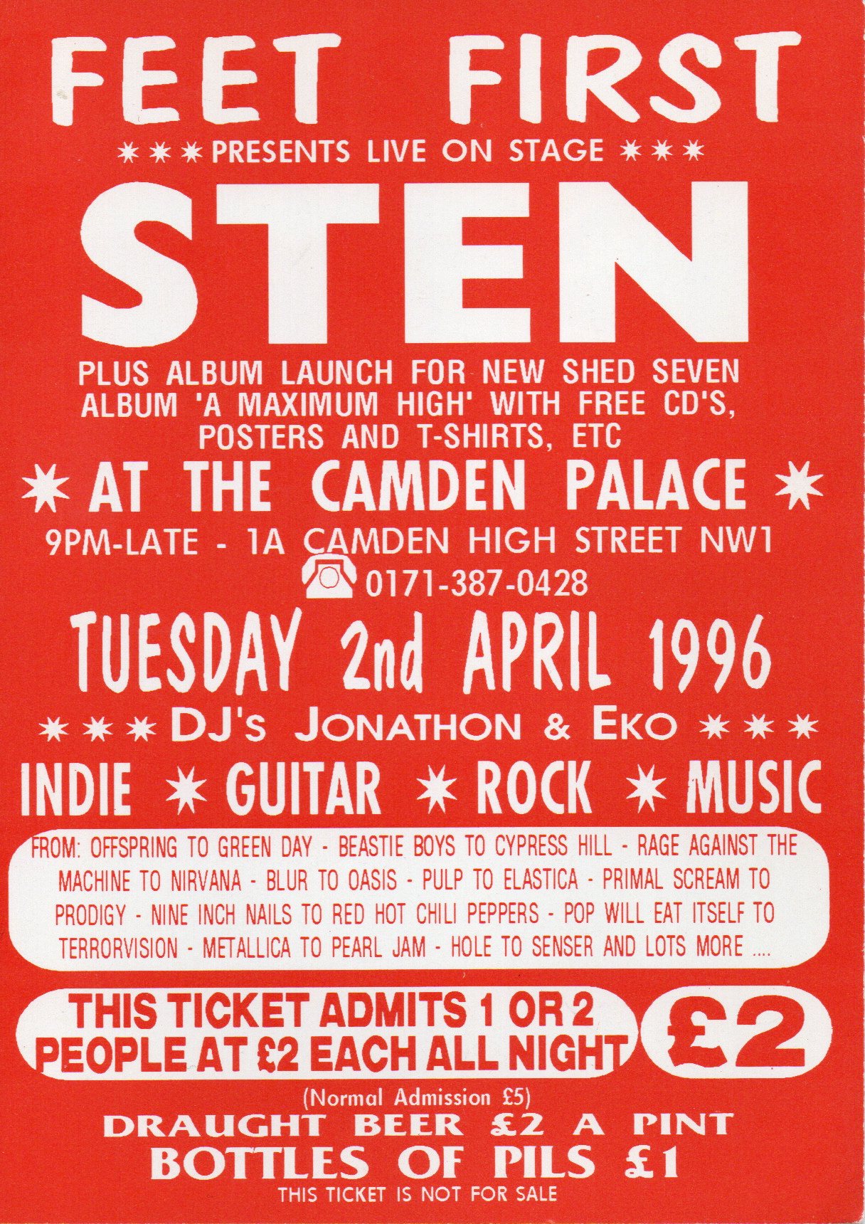 GIG 273: Sten – Camden Palace, 2nd April 1996 | Voices From The Pulpit
